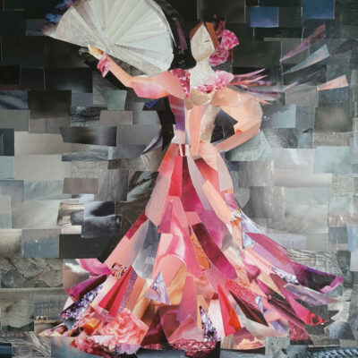 IMAGE/COLLAGE WOMAN DANCER 2023, COLLAGE ON CANVAS 50 x 40 CM $ 250, MAGDALENA TARGONSKA