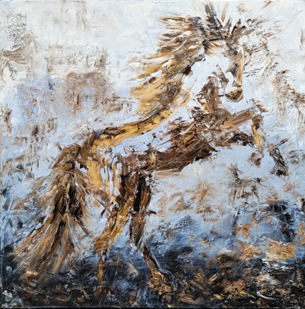 HORSE 2022, OIL PAINTING ON CANVAS 100 x 100 CM, ALEXANDRA ZIELINSKA-MISIUN