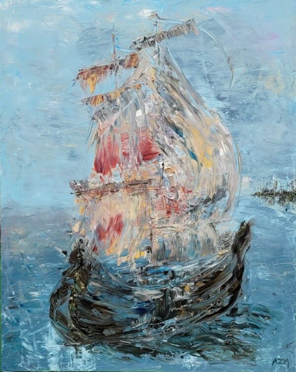 SHIP 2022, OIL PAINTING ON CANVAS 100 x 80 CM, ALEXANDRA ZIELINSKA-MISIUN