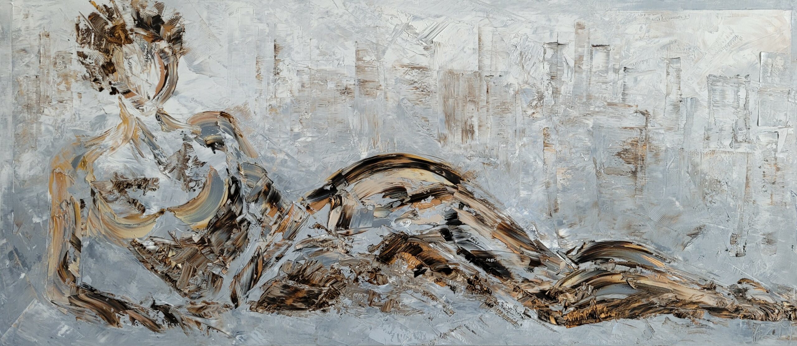 AWAKE 2023, OIL PAINTING ON VANVAS 7 x 170 CM, ALEXANDRA ZIELINSKA-MISIUN