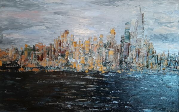 GOLDEN MANHATTAN 2021, OIL PAINTING ON CANVAS 50 x 80 CM, ALEXANDRA ZIELINSKA-MISIUN