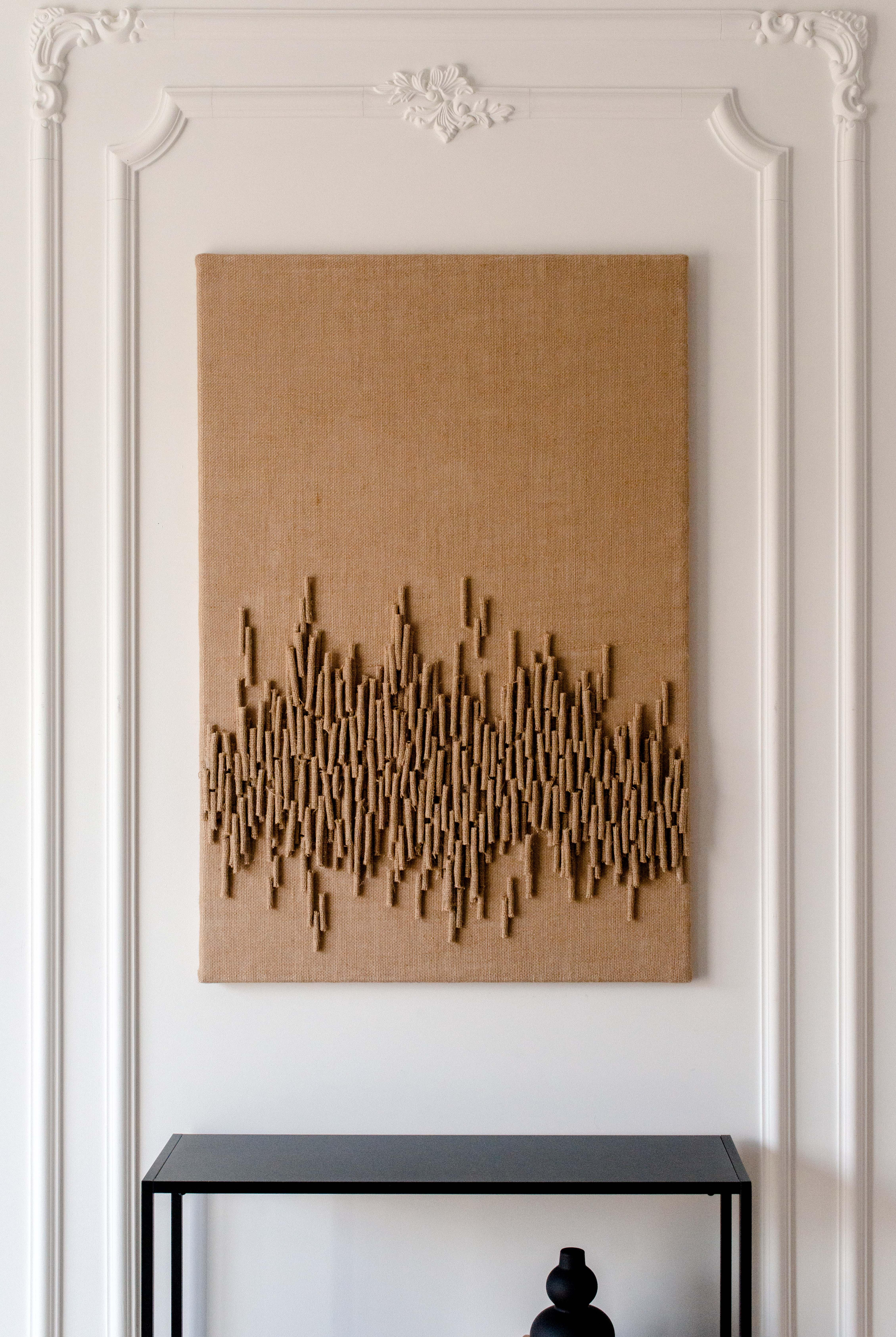 FIRE GRASS, JUTE FABRIC IMAGE IN BEIGE 70 x 100 CM, ANNA WYWIAL