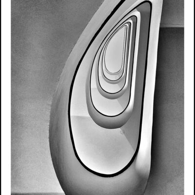 PHOTO WARSAW MODERNISM: TEARDROP-SHAPED STAIRCASE FRAME 20 x 30 CM, POSSIBLE TO PRINT PHOTO IN DIFFERENT SIZE $ 500, MONICA GROBELNA