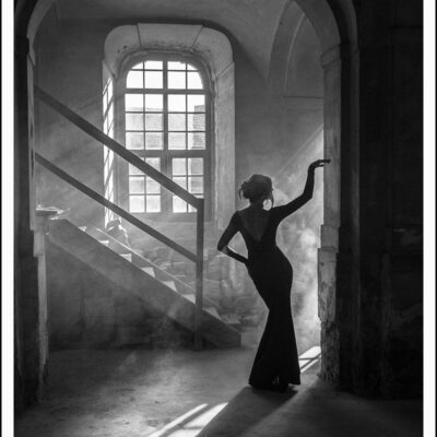 PHOTO IN THE RUINS OF  THE OLDEST EVANGELICAL CHURCH WITH WOMAN MODEL FRAME 20 x 30 CM $ 500, MONICA GROBELNA