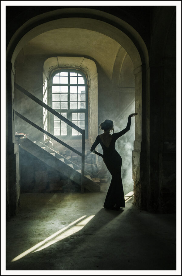 PHOTO IN THE RUINS OF  THE OLDEST EVANGELICAL CHURCH WITH WOMAN MODEL FRAME 20 x 30 CM $ 500, MONICA GROBELNA